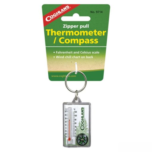 Coghlans Zipper Pull - Thermometer & Compass Key Ring