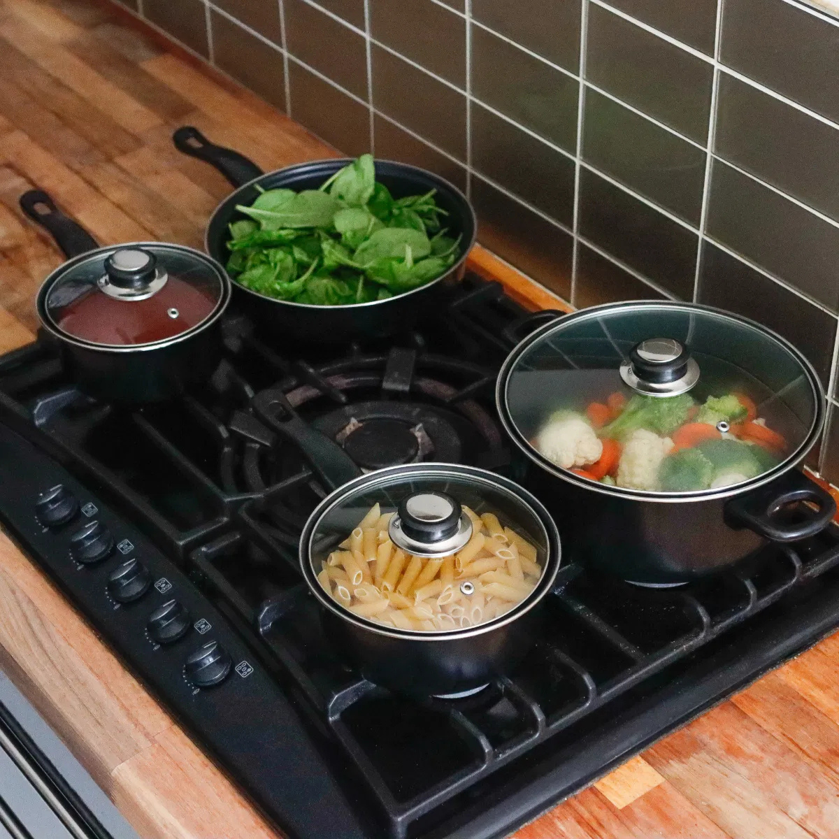 Leisurewize 4PC Cookware Set - 2 Saucepans with Lids, Pot with Lid & Frying Pan