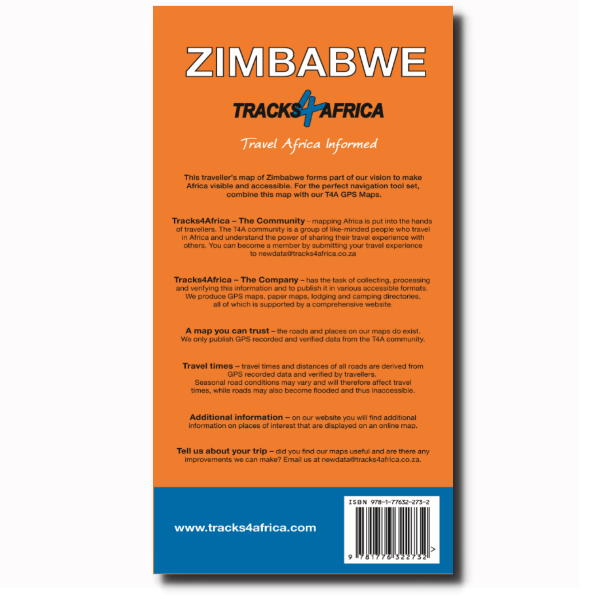Tracks4Africa Zimbabwe Paper Map - 1st Edition