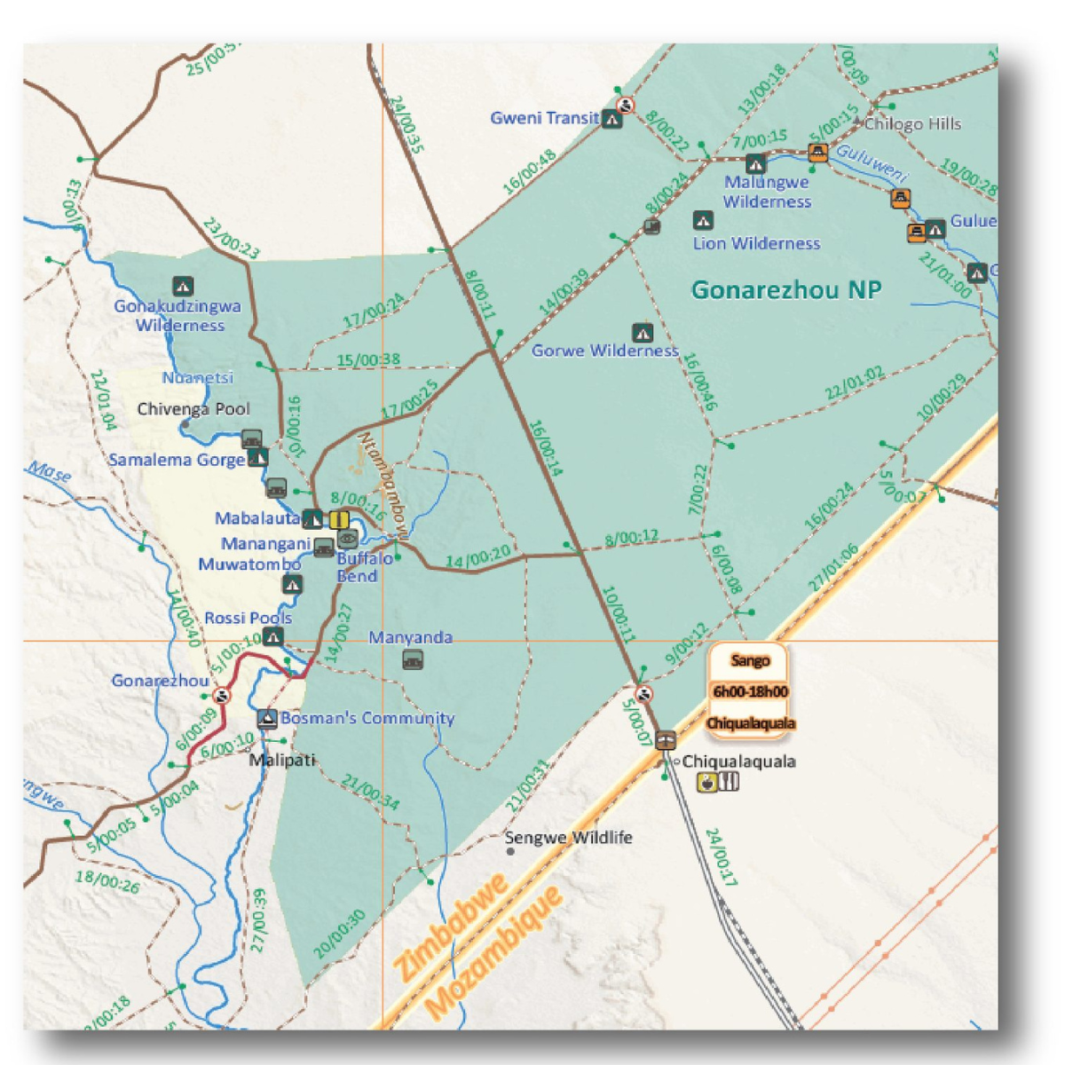 Tracks4Africa Zimbabwe Paper Map - 1st Edition